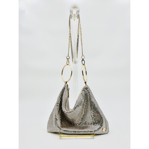 Olga Berg Handbags - EUC Olga Berg Silver Sparkly Gold Evening Wear Formal Prom Shoulder Bag Clutch